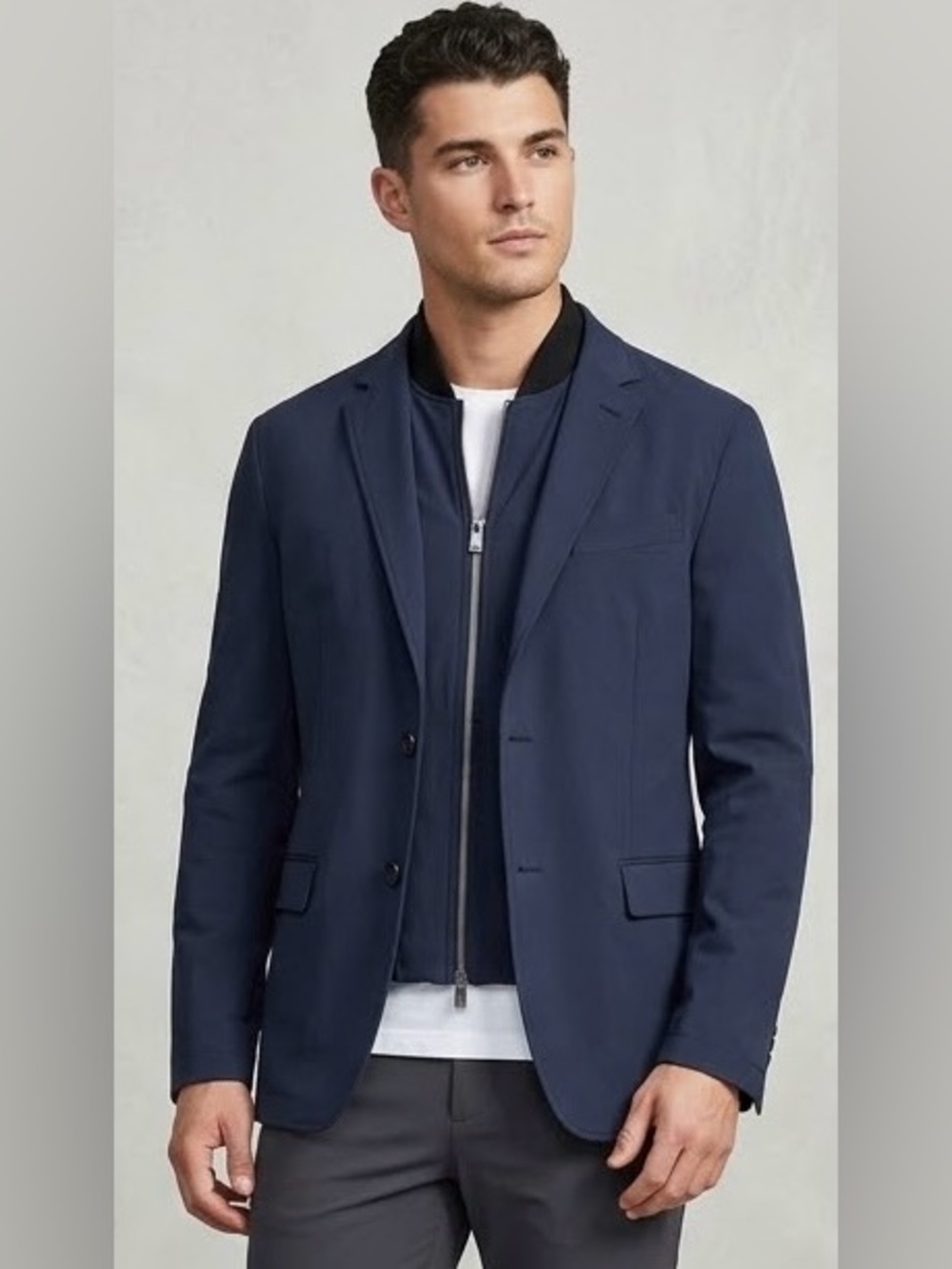 BOSS Hugo Boss Navy 2-in-1 Performance Tailoring Blazer Jacket, Detachable, 38R